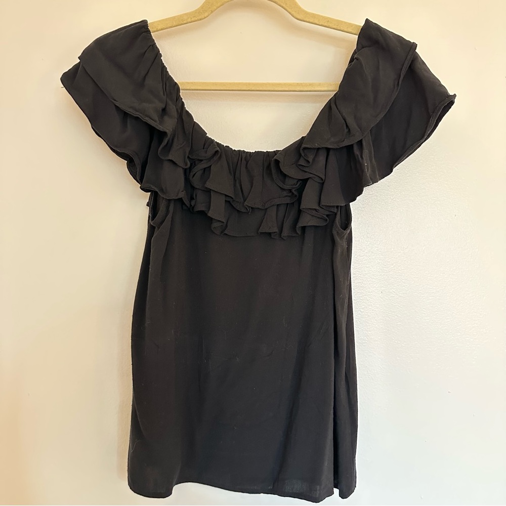 Cece Black Ruffle Button-Front Blouse Feminine Sh… - image 6